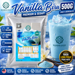 Vanilla Blue Powder 500g Mukmin Rich | Serbuk Minuman Premium Untuk Air Balang, Sticky Milk, Ais Blended & Aiskrim