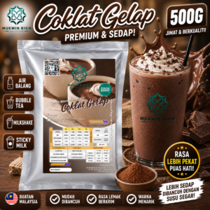 Dark Coklat Powder 500g Mukmin Rich | Serbuk Minuman Premium Untuk Air Balang, Sticky Milk, Ais Blended & Aiskrim