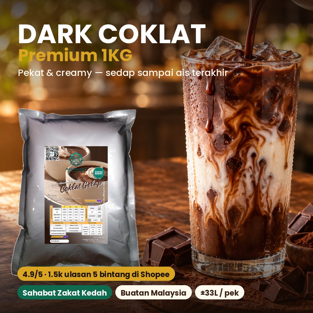 Dark Coklat Powder Mukmin Rich 1KG - pek sebenar