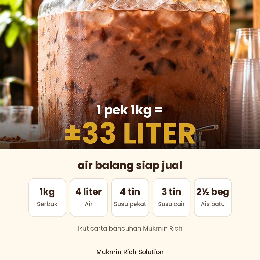 1 pek 1kg = ±33 liter air balang
