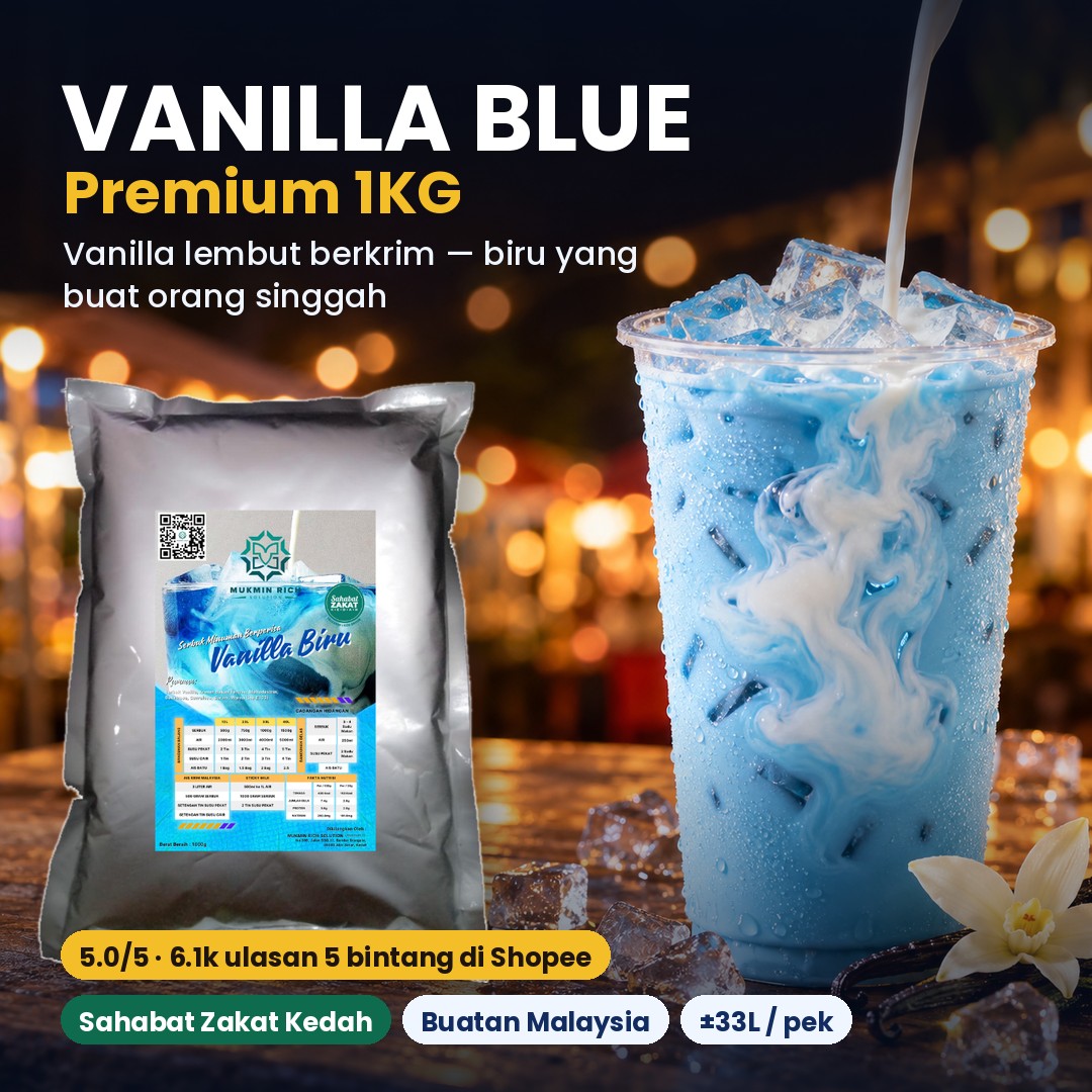 Vanilla Blue Powder Mukmin Rich 1KG - pek sebenar